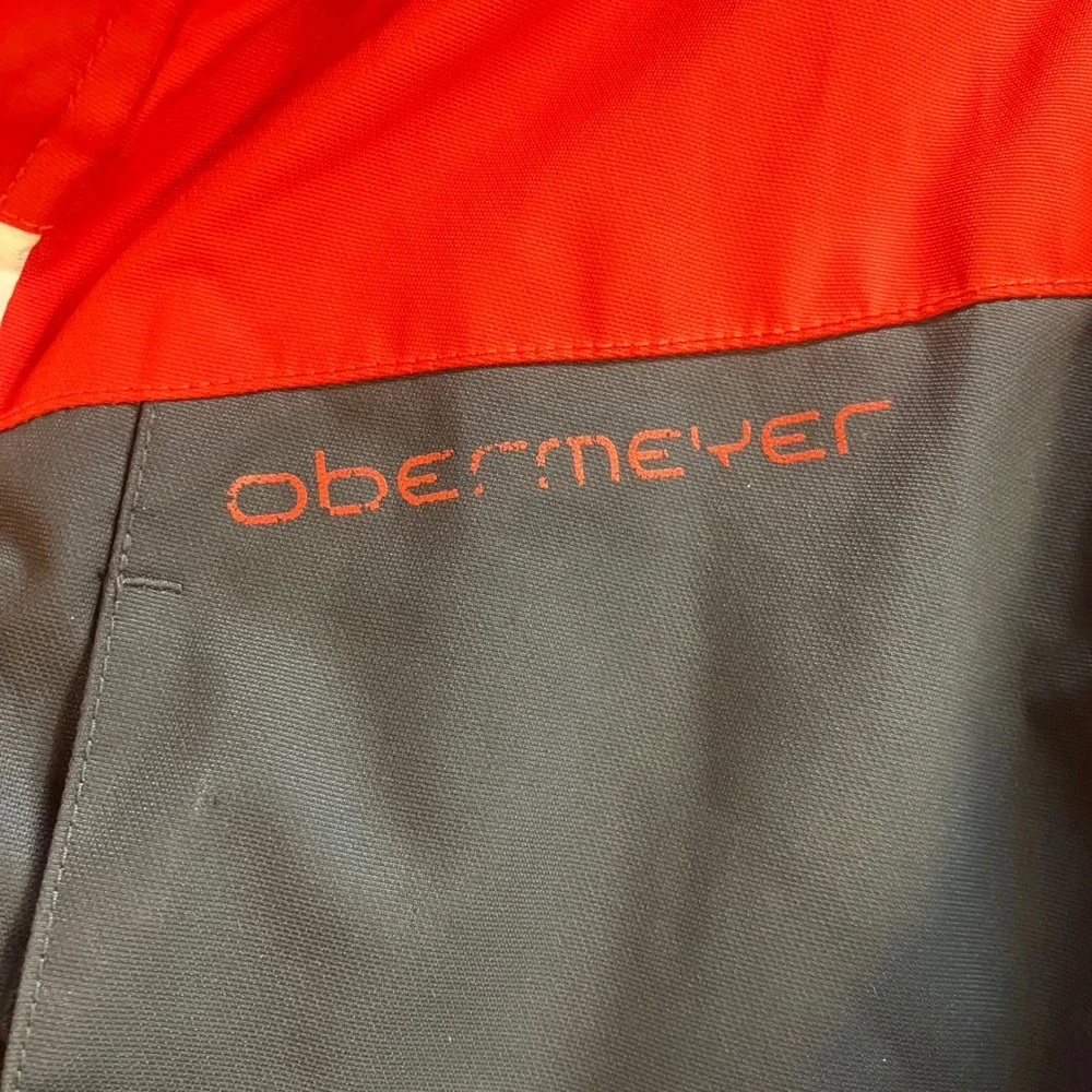 Obermeyer Rebel Jacket Teen Boy Large 14-16 Red Grey Insulated Ski Snow Gorpcore